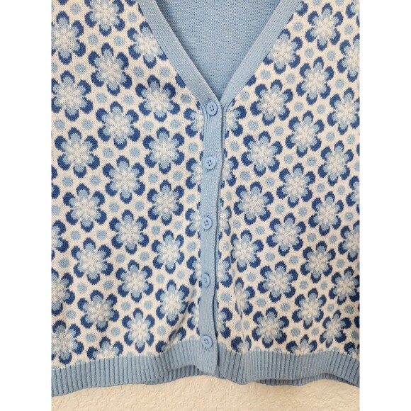 Hollister Women's Blue/White Cropped Button Up Cardigan Sweater Size Large NWOT - Picture 7 of 8